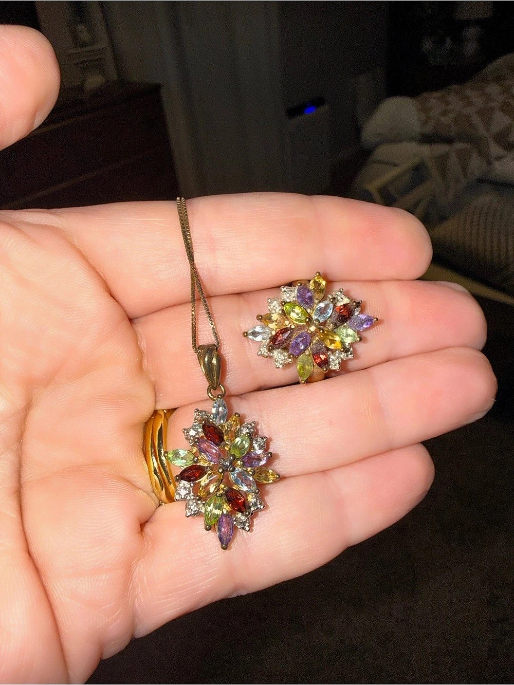 Macy's Multi-Gemstone (2-1/8 ct. t.w.) and Diamond Accent Cluster Pendant